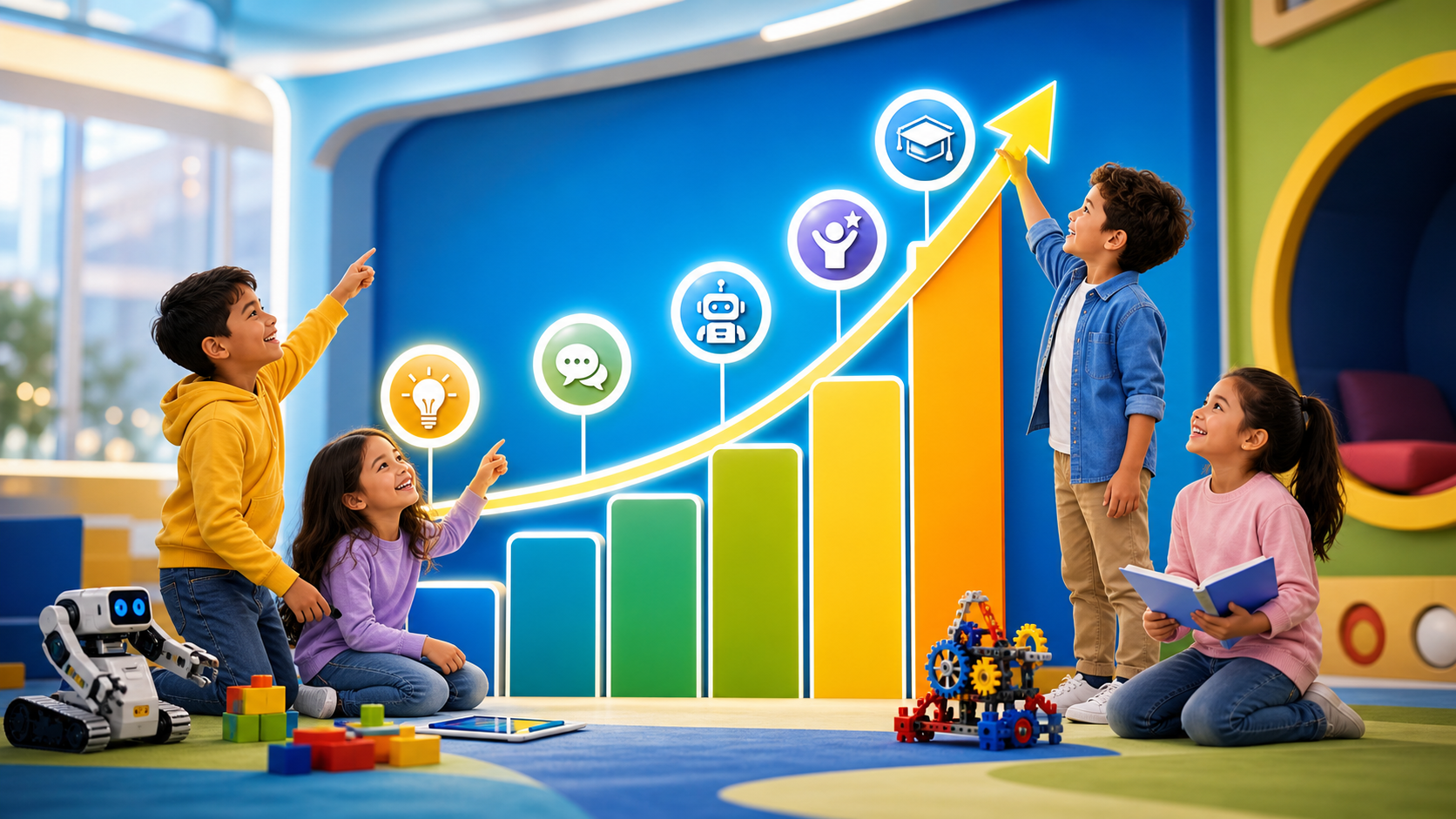 Child-friendly development graph showing growth and skill progress